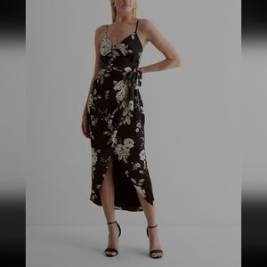 Satin floral Hi-lo midi dress